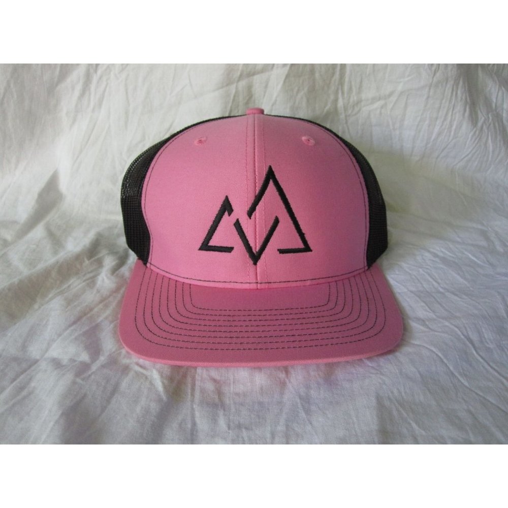 NEW Black & Pink Richardson 112 Embroidered M Mountains Snapback Trucker Hat Cap